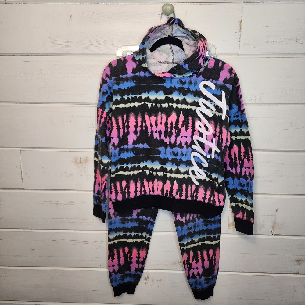 Justice Vibrant Tie-Dye Hoodie and Joggers Set XL 16/18